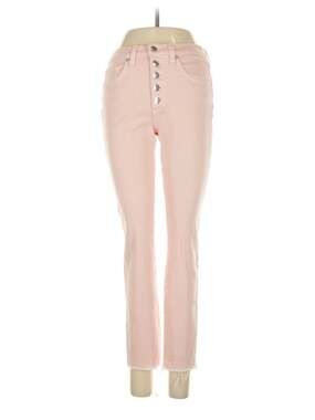 Veronica Beard Debbie 10" High Rise Skinny Jeans in Pink Button Fly